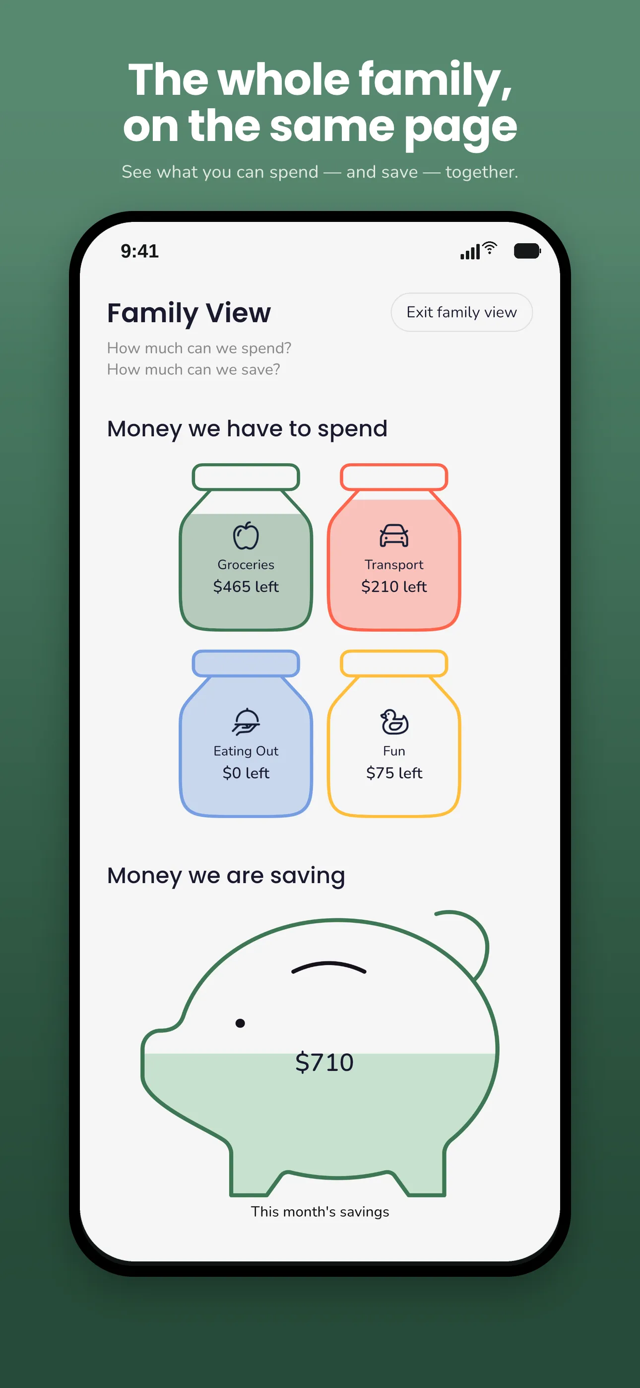 Trellis family view of what the household can spend and save