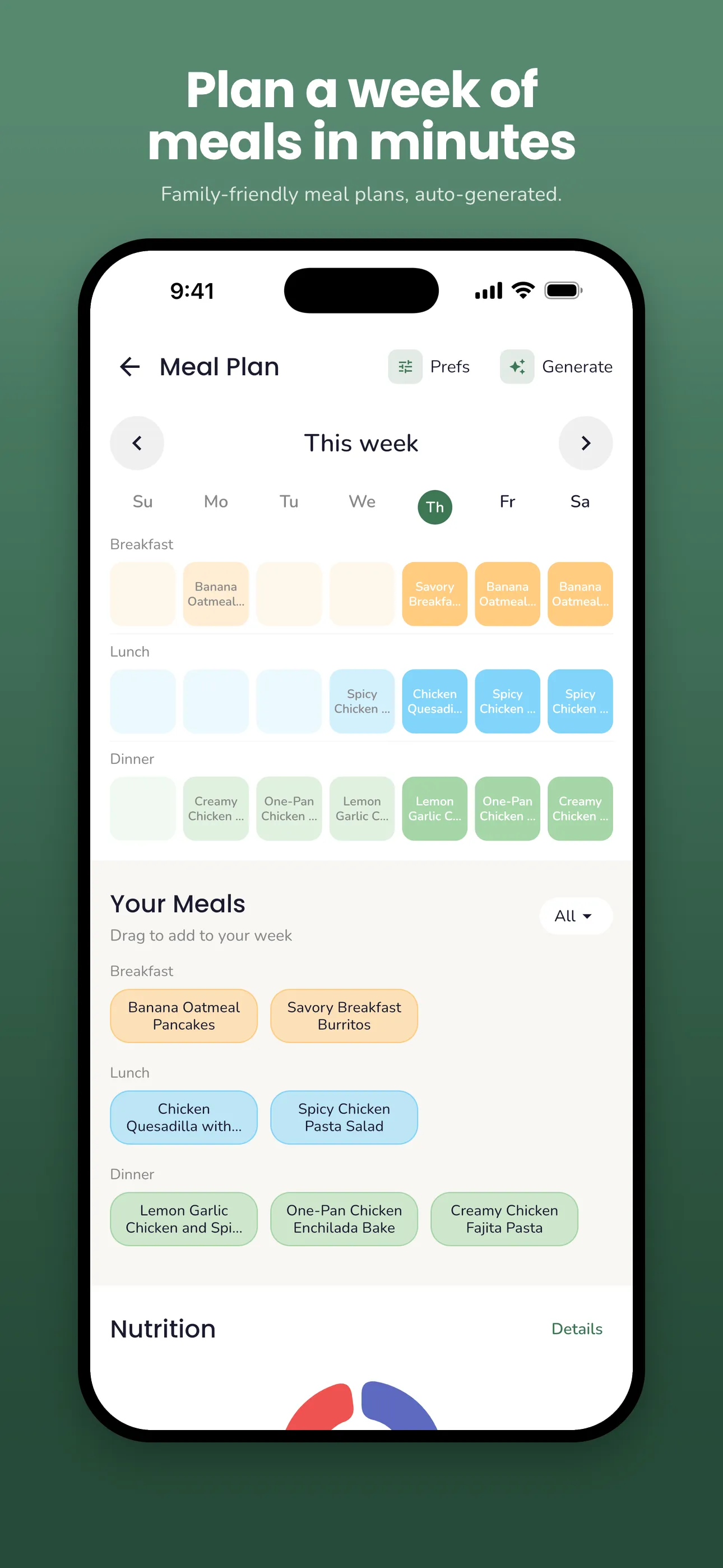Trellis weekly meal plan, auto-generated to fit the budget